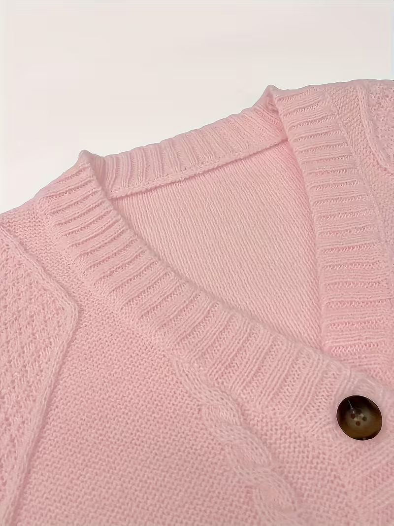 Mel | Cable Knit Button Cardigan