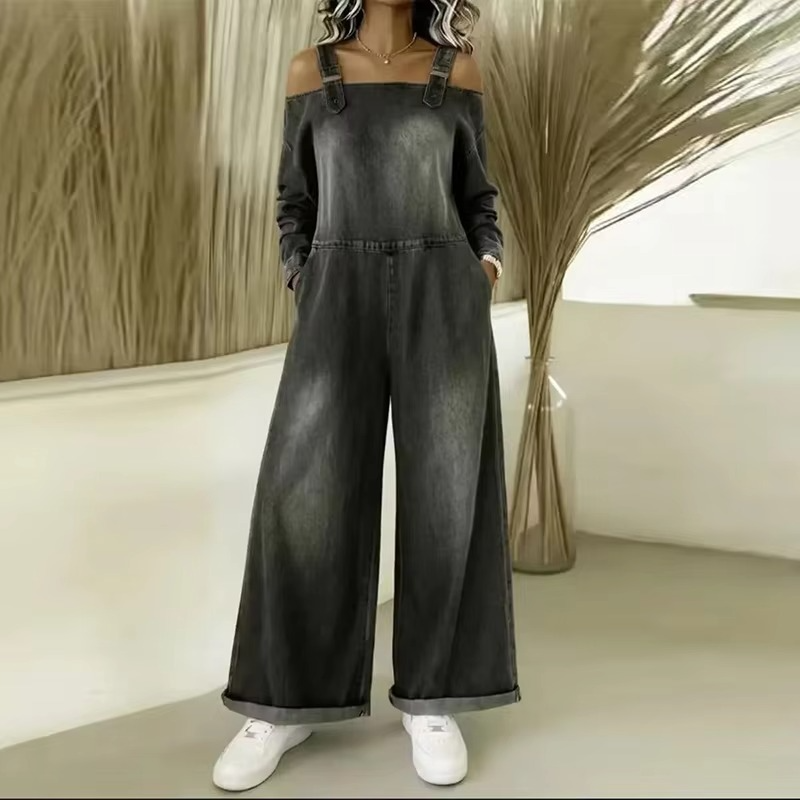 Norisa™ – Off-Shoulder Denim Jumpsuit