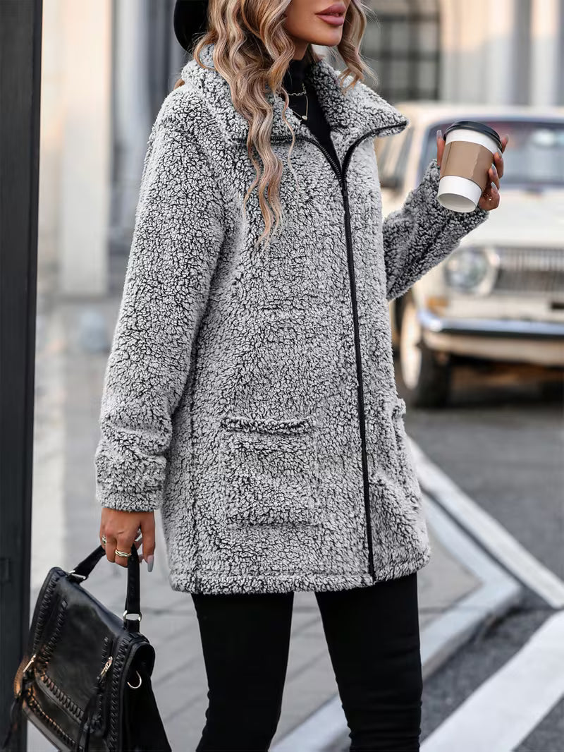 Evelyna | Sherpa Zip Coat