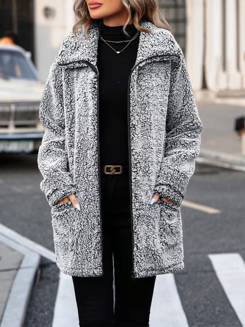 Evelyna | Sherpa Zip Coat