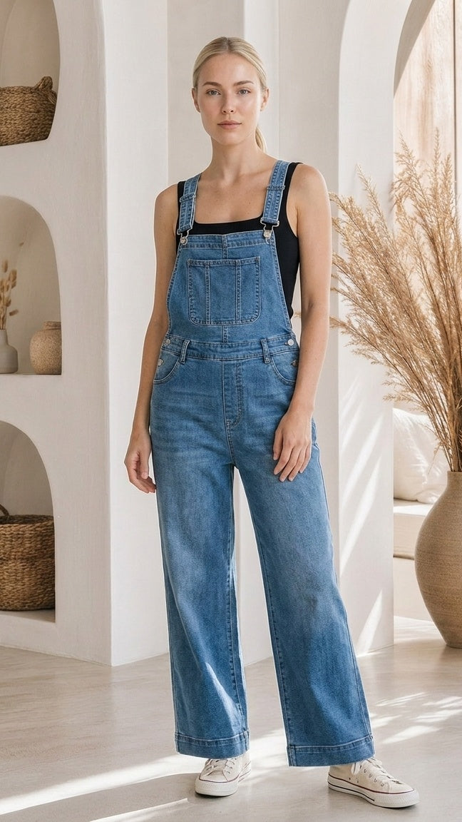 Darcy Denim Overalls – Front view