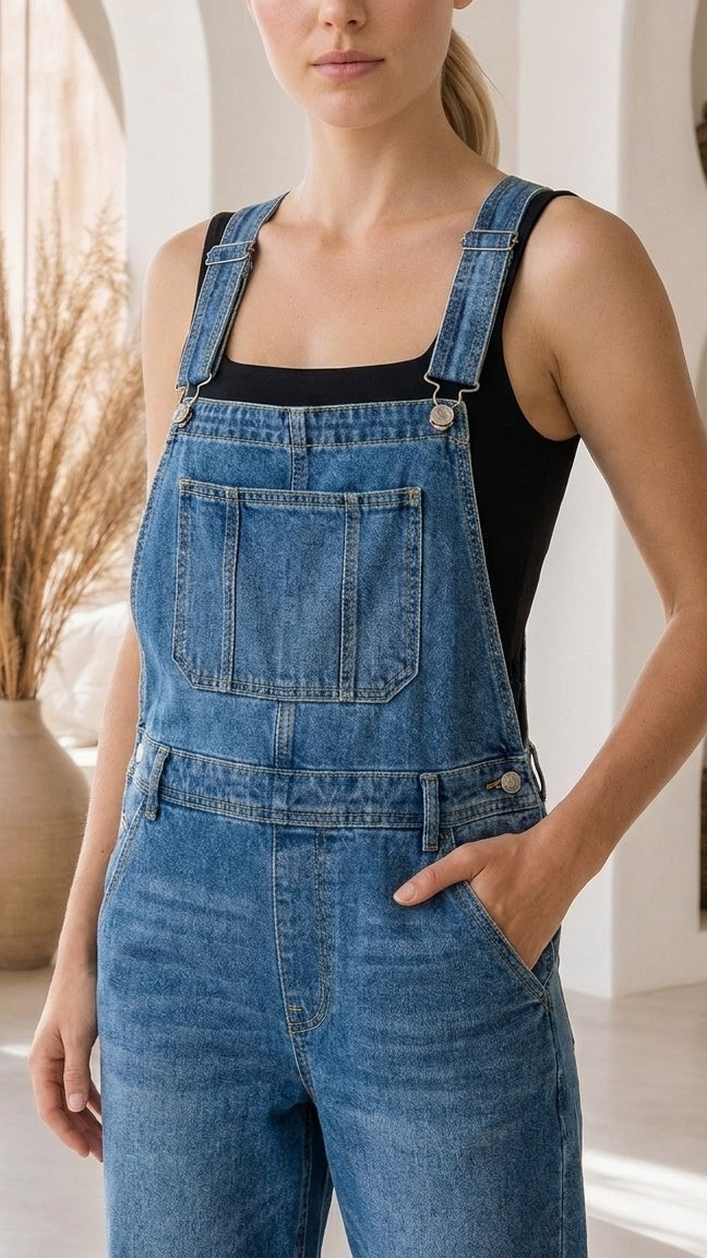 Darcy Denim Overalls – Detail crop