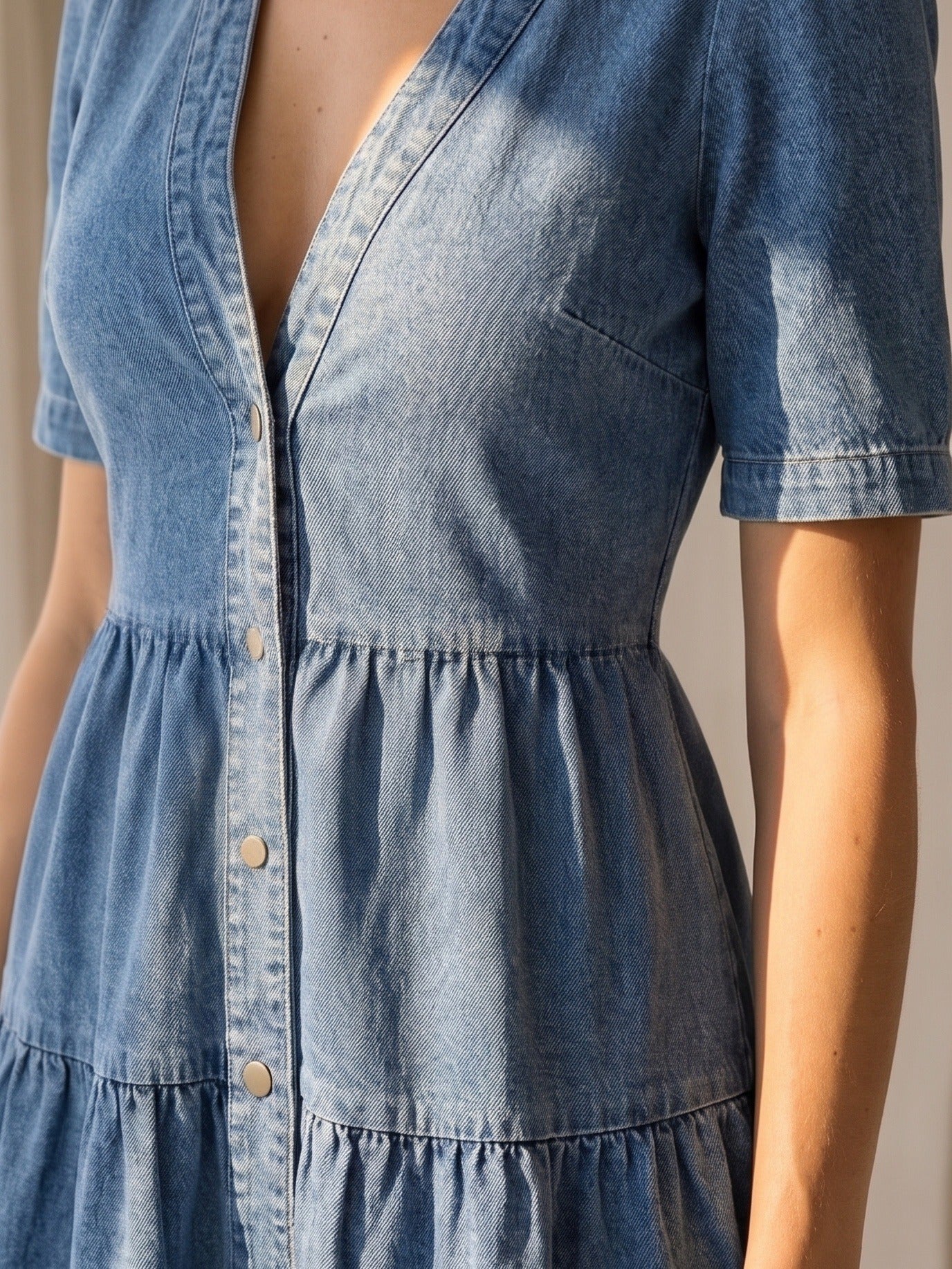 Elara™ Denim Cake Dress – Detail