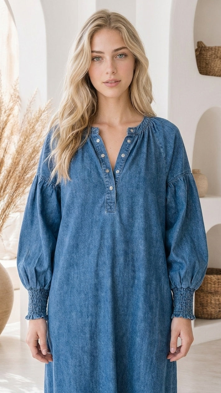 Harper Denim Maxi Dress – Detail