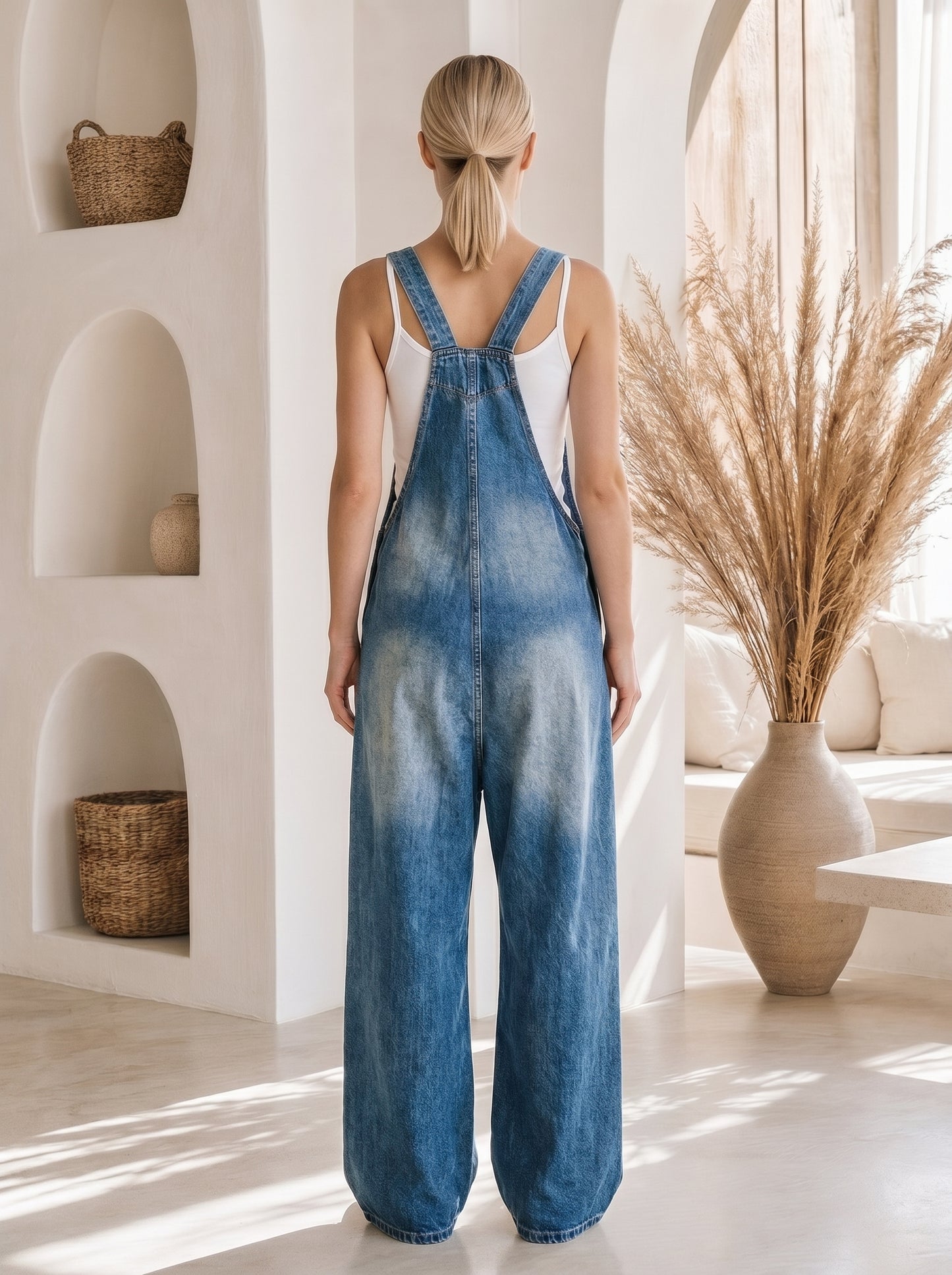 Saylor Wide-Leg Palazzo Overalls – Back view