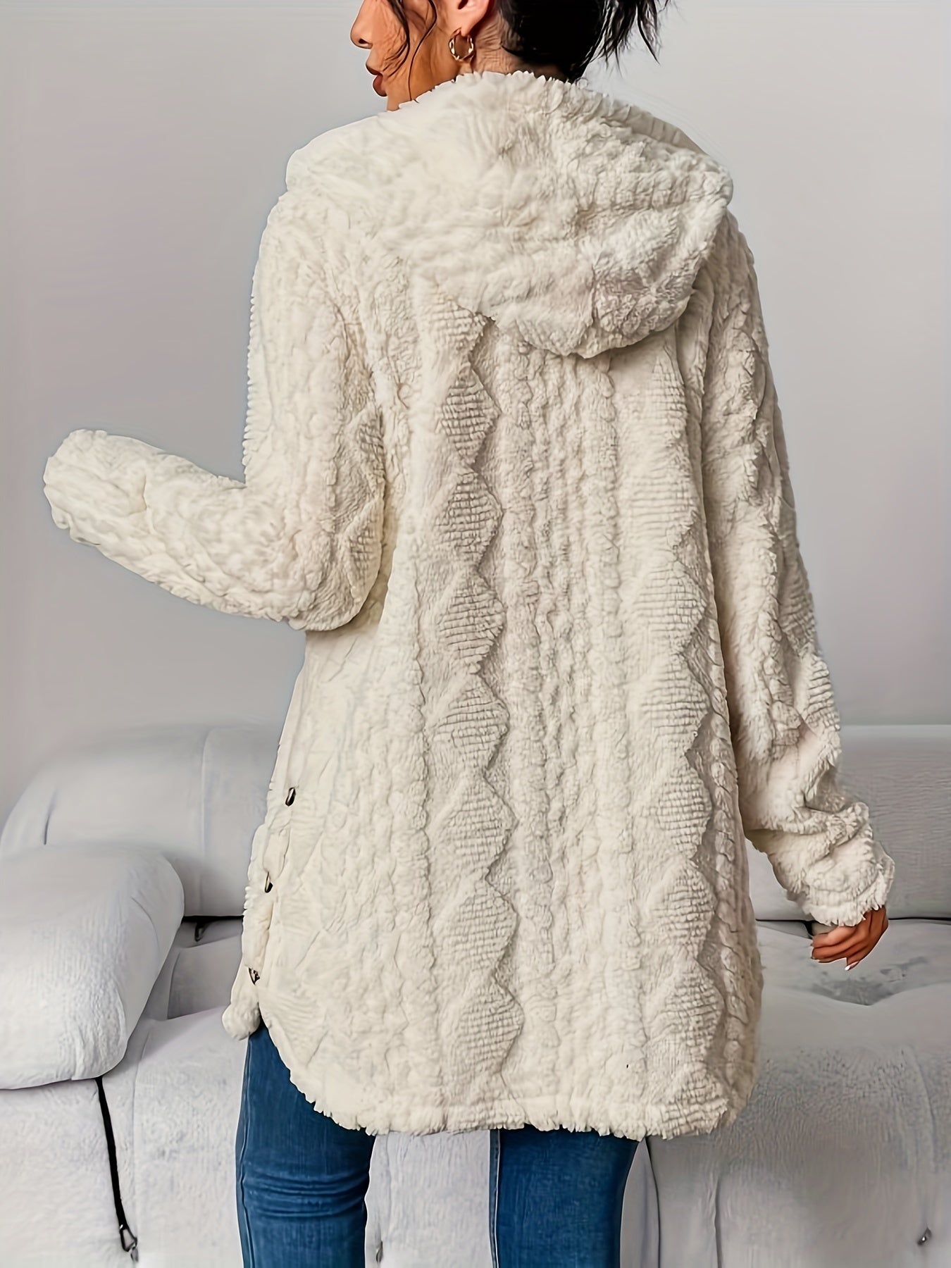 Hazel | Hooded Plush Cardigan Coat