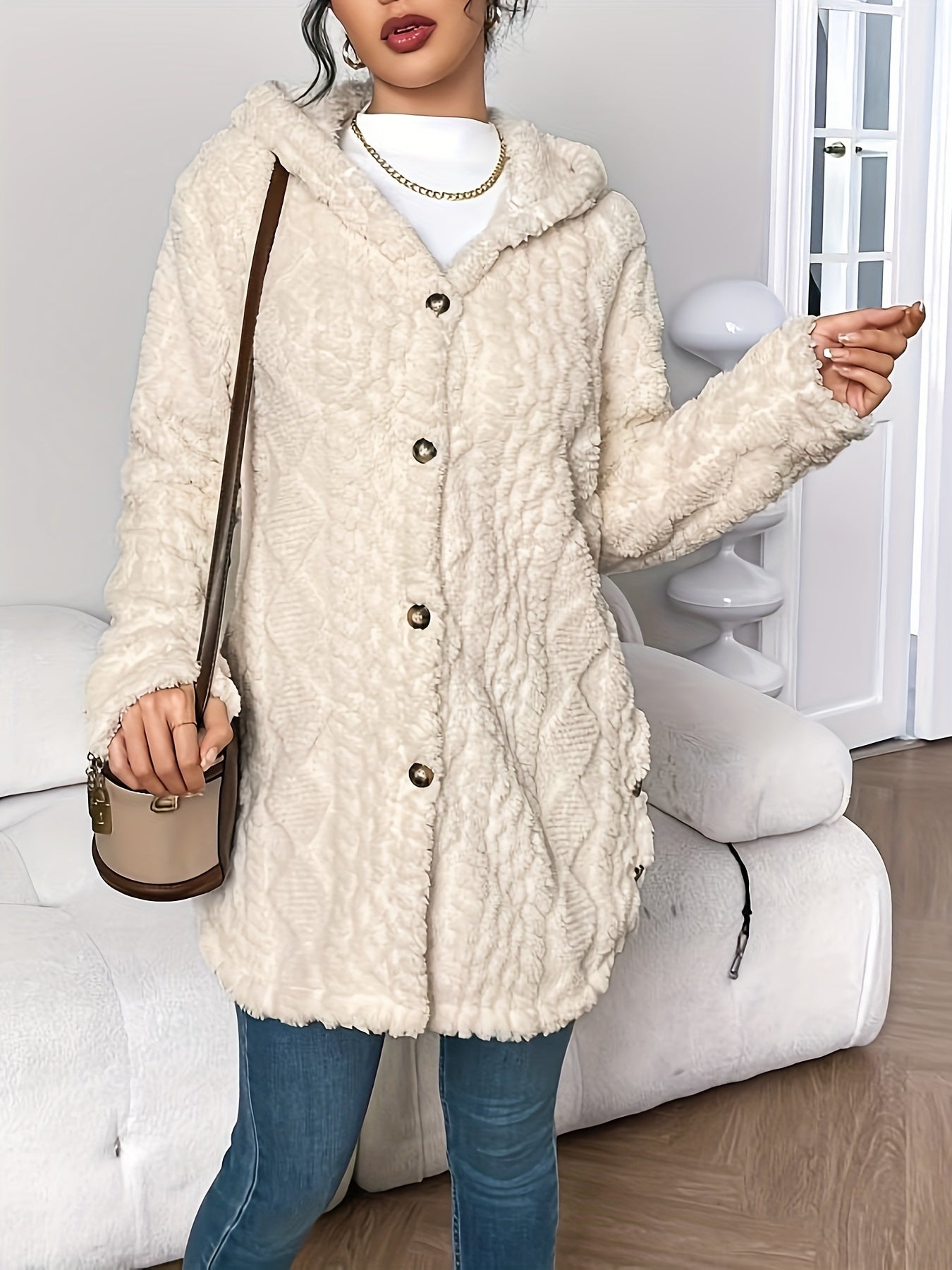 Hazel | Hooded Plush Cardigan Coat